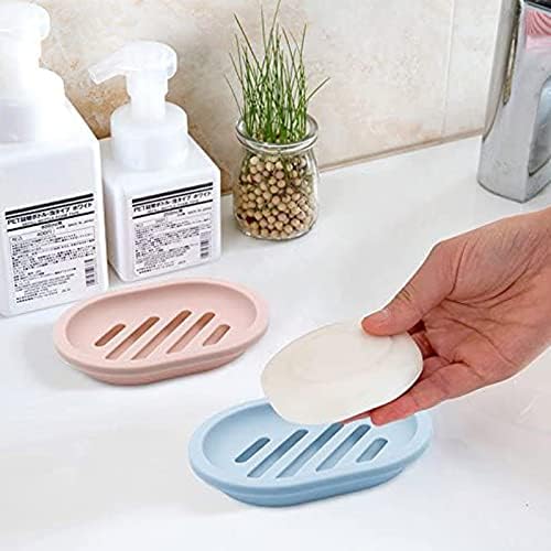 2 PCS soap Dish,Soap Holder,Travel Soap Box Container,Soap dish With double drain design,Portable Shower Soap Box Perfect for Bathroom, Travel, Camp (Grey and blue)