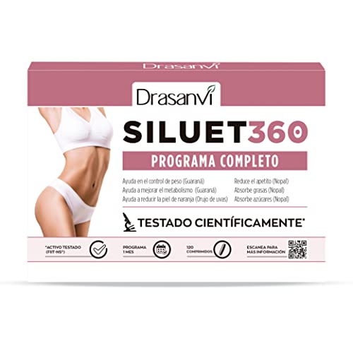 Drasanvi SILUET 360 - Programa completo - Fiit-ns® + Nopal + Picolinato de Cromo + Ácido hialurónico - Ayuda en el control de la pérdida de peso - 120 comprimidos, 1