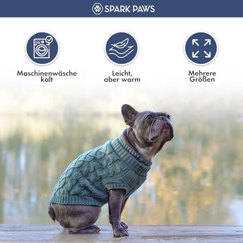 Spark Paws Strickpullover für Hunde – Weicher, Warmer Winterpullover für kleine, mittelgroße und große Hunde – Pullover für Französische Bulldoggen, Pitbulls, Hündinnen und Rüden, (Pine Green,3XL)