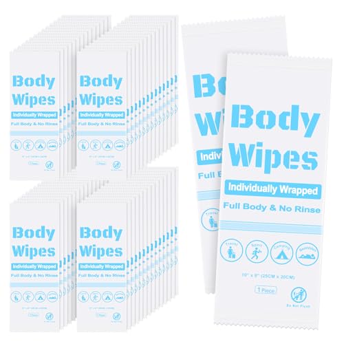 50Pcs Disposable Body Wipes, 7.8 x 9.8 inch Bath Wipe in Bulk (White)