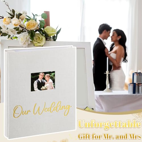 Harloon Our Wedding Photo Album for 4 x 6 Inch Pictures 400 Pockets Wedding Photo Album Book with Front Window Linen Cover for Weddings Family Memory Photos Anniversary Valentine Keepsake