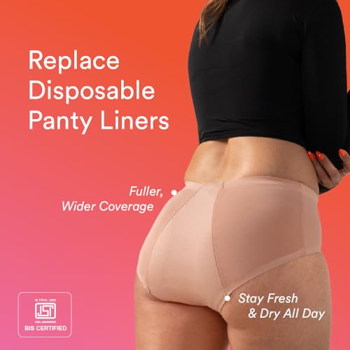Image of Mahina Modal Period Panty for Girls & Women - Rosy Beige, No Pads Required, Mid-Waist, Reusable, Leakproof, No Rashes