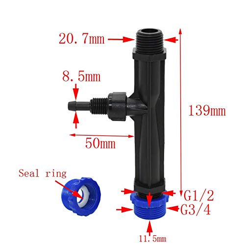 LXH-SH Easy to install 5pcs 3/4 Venturi Fertilizer Injector 1/2 Automatic Fertilizer Irrigation Venturi Fertilization System Adapter (Color : Random)