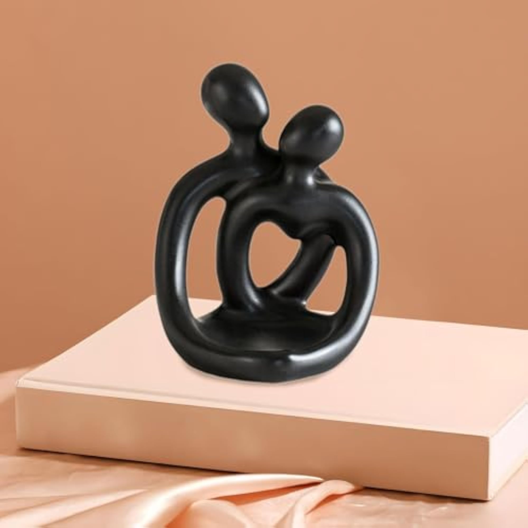 Ceramic Hugging Lovers Statue Candle Holder Handmade