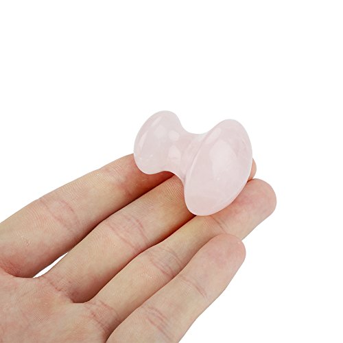 Akozon Piedras Cuarzo Rosa Masaje Facial Piedra para masaje, cristal natural de cuarzo rosa, forma de seta, cara, herramienta de masaje - imagen 6