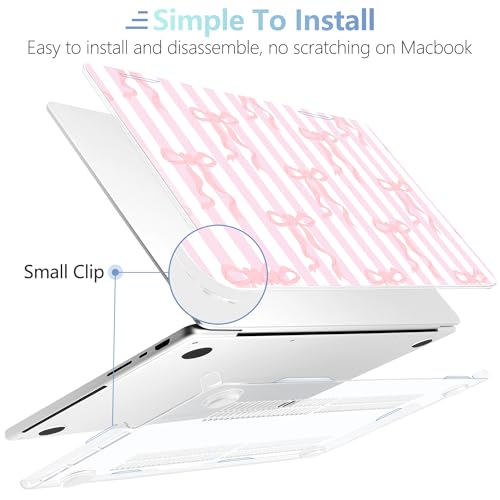 Image of MEEgoodo Case for M5 MacBook Pro 16 inch Case 2026 2024 2023 2021 with M5 M4 M3 M2 M1 Pro /Max Chip, Fit Model A3429 /A3428 /A3403 /A3186 /A2991 /A2780 /A2485, Pink Bows&Stripes