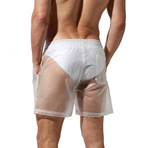 Men's Solid Transparent Fashion Rain Travel Clothing PU Shorts Board Shorts4