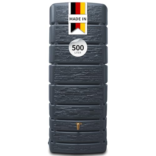 4rain Slim Stone Decor Regentonne 500 Liter Graphite Grey...