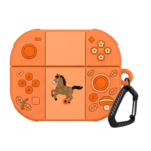 Image of Anvique Silicone Case Cover for Oneplus Nord Buds 4 Pro, Scratch Resistance, Shock Absorption, with Premium Carabiner (Horse Orange T)