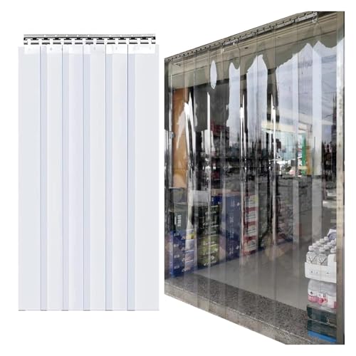 Kit de tiras de cortina transparentes, tiras de PVC para puerta, cortina de vinilo transparente, cortinas industriales para almacén, tiendas, cuarto frío, garaje