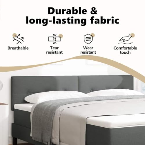 vidaXL Kopfteil mit Kopfteil Dunkelgrau 180 cm Stoff, Moderne Schlafzimmerdeko, höhenverstellbar, rechteckiger gepolsterter Kopfteil, schickes Bettgestell, platzsparend!
