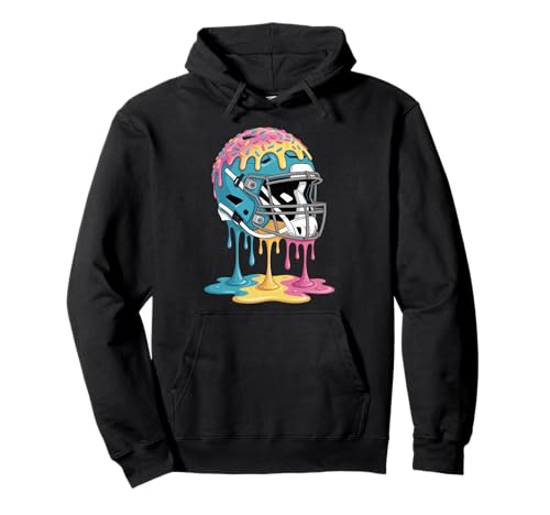 Ice Cream Drip Men Women Game American Football Helmet Drip Pullover Hoodie