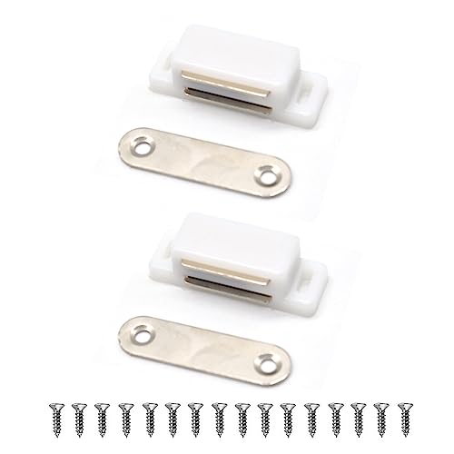 Lockimo Magnetic Door Cupboard Door Magnets Drawer Magnet Small Cabinet Door Magnetic Catches Latches for Kitchen Wardrobe Magnets Door Closers Magnet Closure 2 Pack (White)