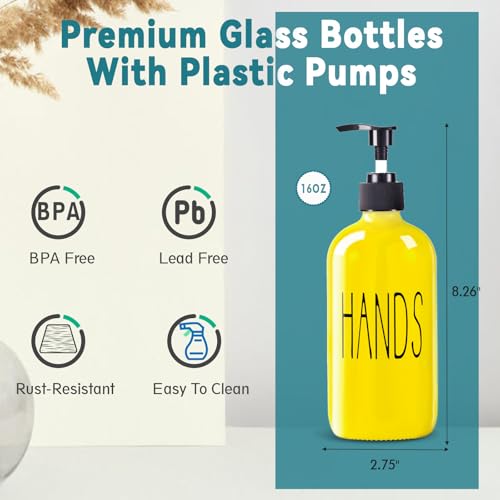 Image of COHOSEGE Glass Soap Dispenser Set 2 Pack,16 Oz Dish Soap Dispenser for Kitchen Sink,Lemon Kitchen Decor and Accessories,Yellow Decorations and Kitchen Utensils for Kitchen