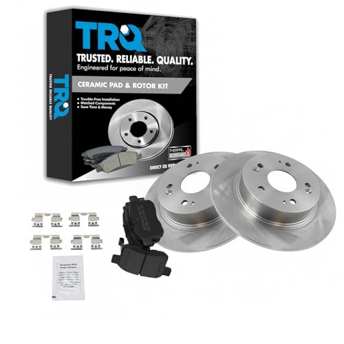 Image of TRQ Rear Brake Pad and Rotor Set Semi Metallic | For 2009-2014 Acura TSX 2008-2017 Honda Accord