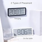 Digital Wall Clock with Temperature Humidity LCD Display Date 12/24 Hour Desktop Bracket Hanging Hole Easy to Read Sample for Home Living Room Bedroom Office