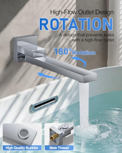 Image of Woindo 4 Function Shower Faucet Set 12 inch Rain Shower Head /6'' Side Shower Head and 3 Setting Handheld Ceiling Mount Push Button Diverter Complete Rainfall Round Shower System Included Valve Trim Kit