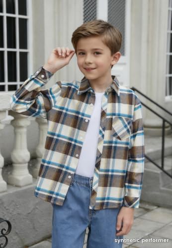 Image of Betusline Boy and Men Button Down Plaid Shirt | Soft,Breathable and Comfortable Fabric