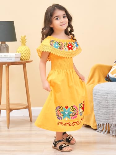Image of Mexican Dress for Girls Traditional Vestidos Mexicanos Cinco de Mayo Embroidered Dresser Toddler Kids