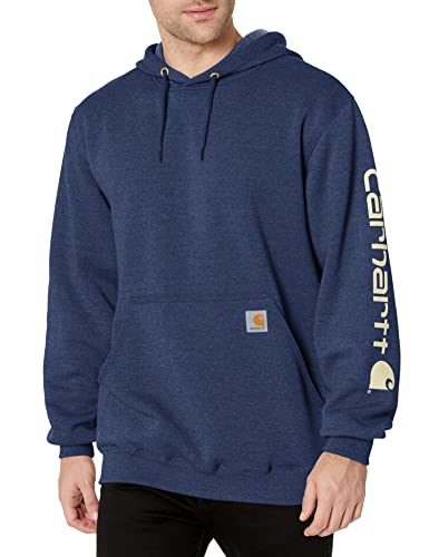 Carhartt Sweat à capuche pour homme avec logo à manches moyennes (tailles normales et grandes tailles), Scout Blue Heather, X-Large
