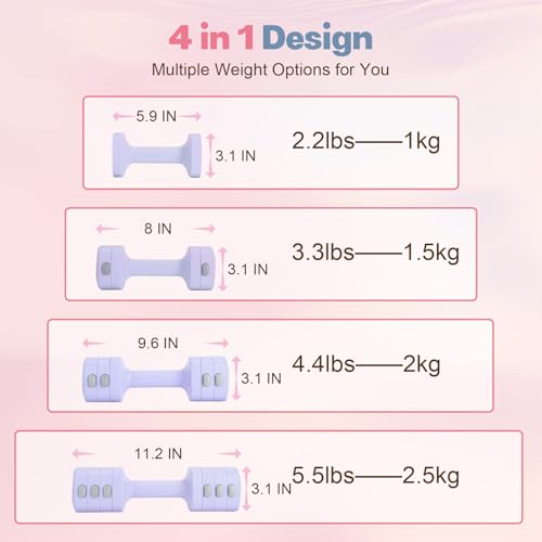 Image of kisnbld Adjustable Dumbbell Set of 2, 4 in 1 Free Weights Dumbbells Set for Women with Fast Adjustment, Each 2lb 3lb 4lb 5lb Hand Weights Set for Home Gym & Outdoor Exercise Training