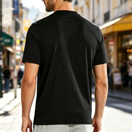 H.Z LEADER Men's 100% Cotton Performance T-Shirt 2-Pack β Moisture Wicking, Athletic Fit, Short Sleeve Gym & Training Tee (US, Alpha, Large, Regular, Regular, 2, Black) - 3