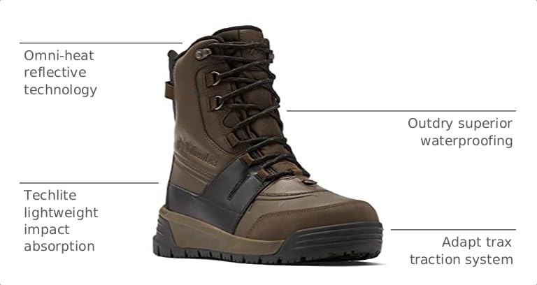 Image of Columbia Bugaboot Celsius Plus Shoes for Men - Round Toe Silhouette with Lace-Up Closure, Sturdy and Durable Shoes