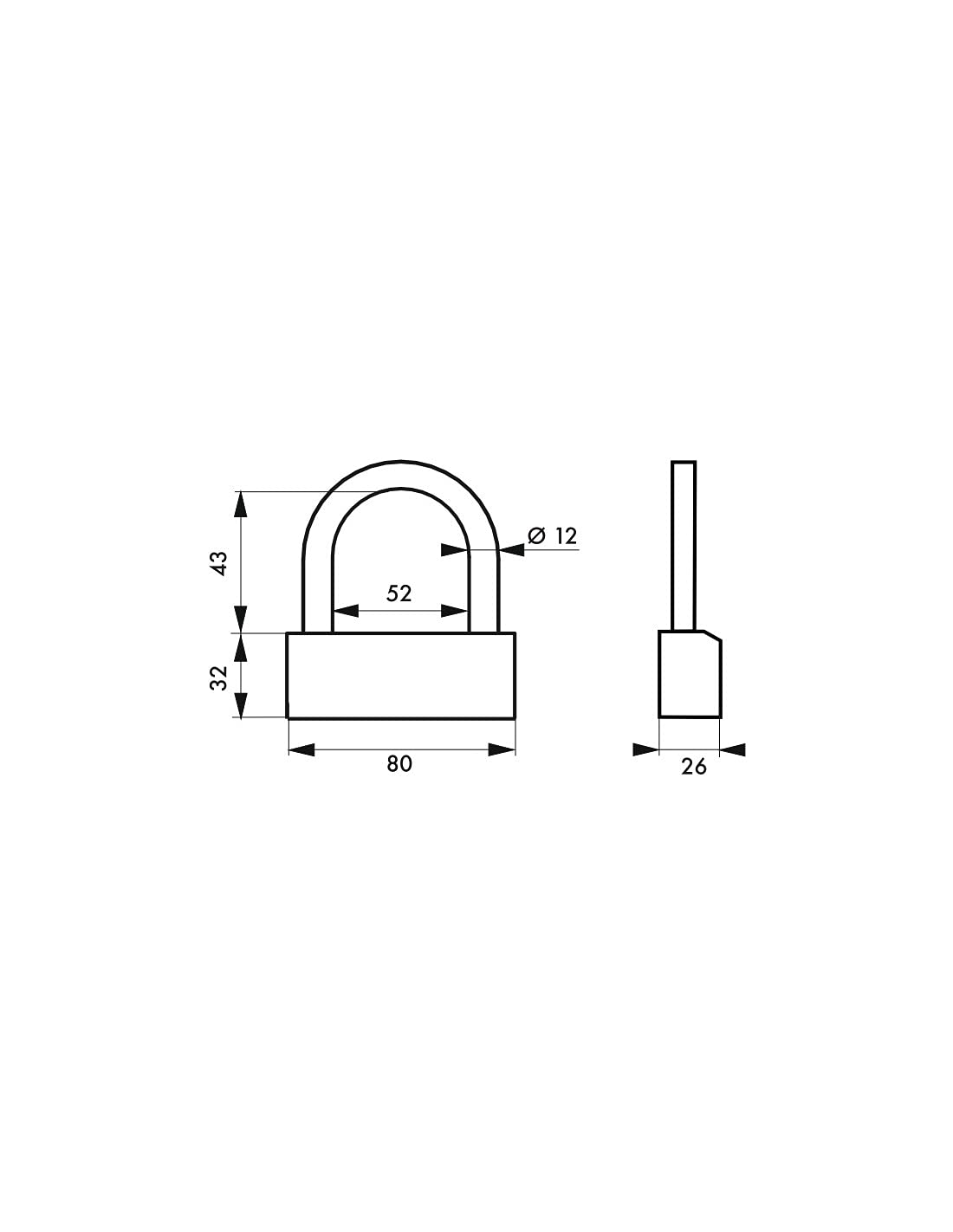 THIRARD - Cadenas à Clé Nautic 80 mm - Laiton Monobloc - Anse Acier Cémenté Nickelé - Pour Extérieur et Milieu Humide - 3 Clés Incluses - Mécanisme à Goupilles - Jaune/Doré