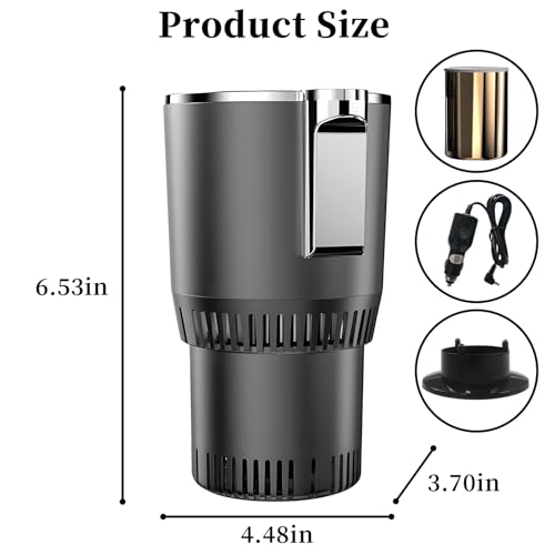 Image of Smart Car Heater & Colder Cups|Car Cup Holder|Quick Thermal Heating Cups|Car Refrigerator Quick Cooling Cups|Suitable for Most Cars (Black+Aluminium Cup)