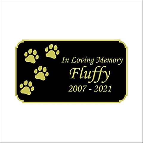 NEW WORLD ACCENTS Pet Memorial Plaque, Personalized paw plates for Cats and Dogs (Black/Gold) Cover