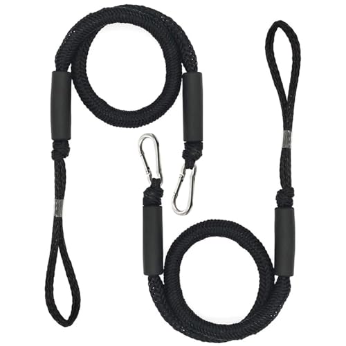 Corde élastique noire de quai pour bateau et kayak en polyester tressé x2