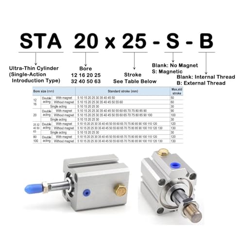 Cylindre pneumatique STA20 alésage de précision et piston carré - 7