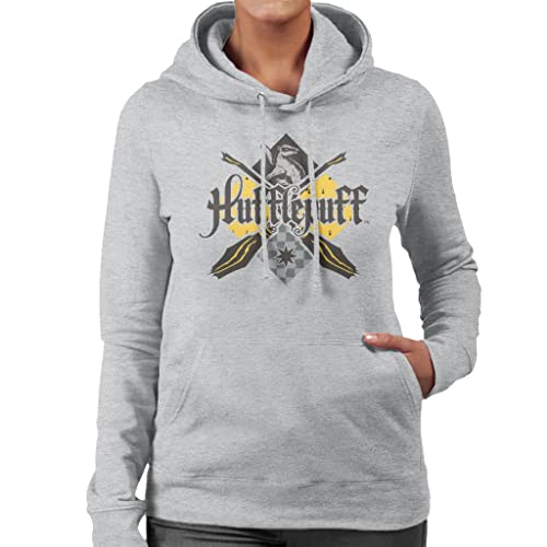 All+Every Harry Potter Hufflepuff Quidditch Crest Women's Hooded Sweatshirt Heather Grey