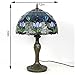 errzom Tiffany Style Table Lamp Stained Glass Lamp Shade Purple Tulip Flower Reading Desk Light 12 Inches for Bedroom Study Living Room Office
