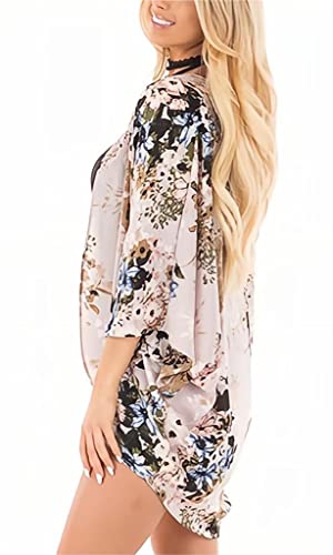 Camisunny New Vintage Flower Beach Shawl Cardigan Chiffon Kimono Coats Jackets Fashion 2024 Dark Pink Size L thumb #4