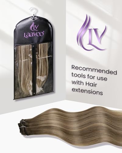 Image of LaaVoo Clip In Hair Extensions, Full Head, 16 Inch 5Pcs 80g | Hair Extensions Clip Ins Adopt Real Human Hair Material, Support Long Hair Styling, And Volumized Hairstyle Creation