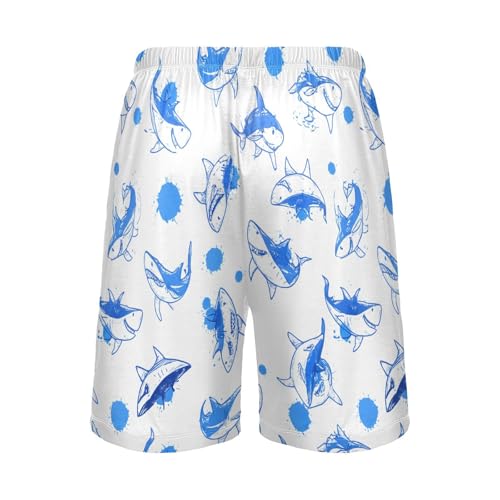 Sharks Blue Pajama Shorts for Men Lounge Pants Lounge Wear Pajama Pants Casual Men Pajama Bottoms with Pockets, S-XXL2