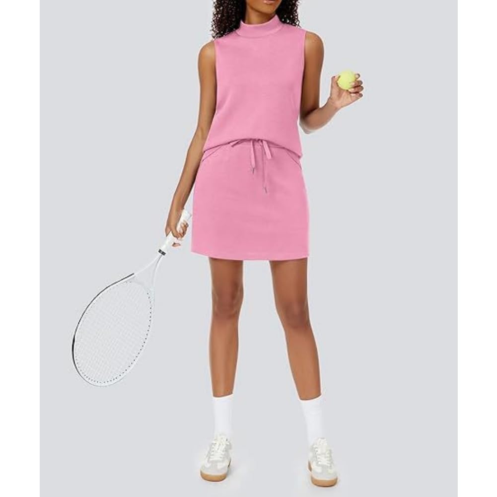Generisch Elegantes conjuntos de camiseta sin mangas y falda de tenis, faldas de dos piezas y sudaderas a juego