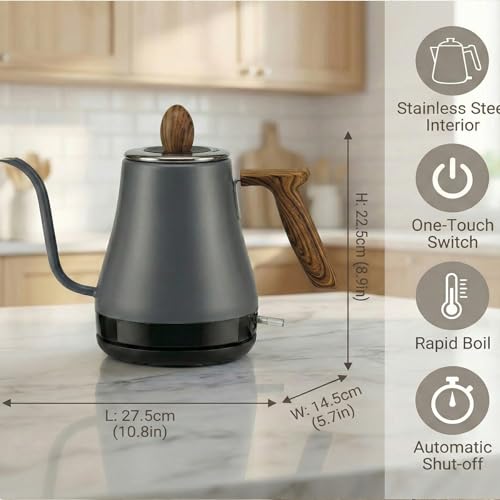 Hervidor Eléctrico de Cuello de Ganso 1L 1000W Acero Inoxidable miniatura 6