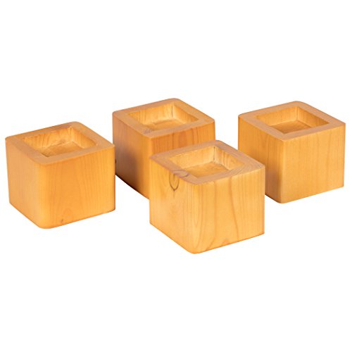 Richards Wooden Stacking Risers Homewares Wood Bed Lifters, Set of 4, Honey, 4 Count
