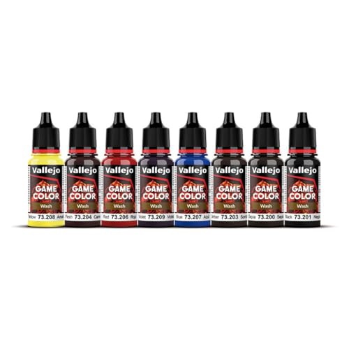 Game Color Wash | Effects Color Series | Rich Pigment Formula | Matte Finish Washes | Ideal for Shading, Weathering & Recess Detail Work | 8 Bottles x 18 ml (0.6 oz.fl)