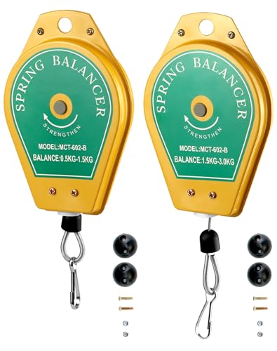 QWORK Retractable Spring Balancer, 3.3lbs - 6.6 lbs and 1.1lbs - 3.3lbs Tool Fixtures Holder - Assembly-line Work Enhancement