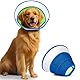 Halskrause Hund Weich, Hundekragen Leckschutz mit PVC, Schutzhalsband Katze, Kegelhalsbänder, Verstellbar Genesungshalsband, Leicht Halskrausen für Hunde, Haustier Elisabethanischer, Grün & Blau, XL