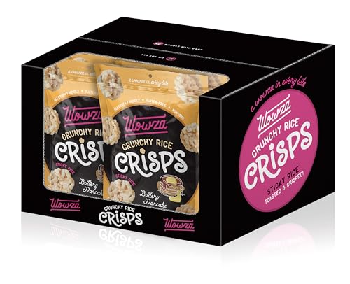 Wowza Buttery Pancake Rice Crisps, Healthy Sticky Rice Crunchy Rice Crisps, 3.5 oz bag (8 pack)