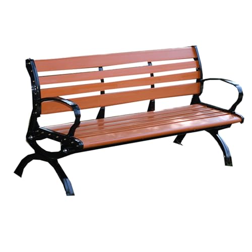 Banc d'extérieur en métal 59 pouces avec dossier et accoudoirs pour jardin