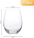D.M DESIGN·MASTER [6 Pack,18 OZ] - Classic Stemless Wine Glasses, Lead-Free Drinking Glasses, Ideal for Red and White Wine, Cocktail, Juice, Water, Kitchen Glassware, Wedding and Party Gifts.