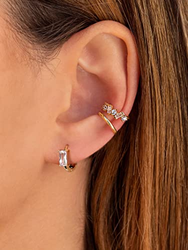 Image of DAILY VIBES Dainty Butterfly Cross CZ Small Huggie Hoop Earrings for Women