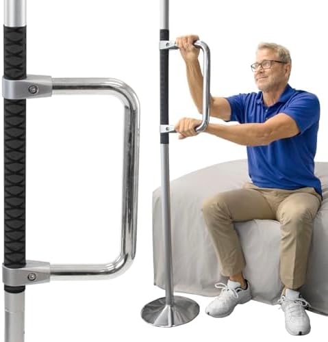 Vive Floor to Ceiling Grab Bar - Stand Assist Aid for Elderly - Shower Safety Bar for Seniors - Stand Assist Transfer Pole - Shower Support Pole - Toilet Rail for Disabled & Handicap Security