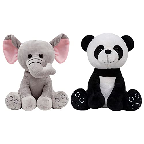 Kit 2 Pelúcias Infantil Bebe Ursinho Grande 25 cm Safari Animais Bichinhos Antialérgico Decoração Bu