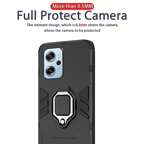 Image of Pikkme Redmi K50i 5G Back Cover | D5 Tough Armor Bumper | 360 Protection Case | Ring Holder Stand Case for Redmi K50i 5G (Black)